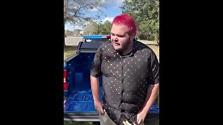 Chub Jerks Off In Back Of His Truck Outside