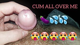 Emptied my balls onto myself! Messy Cum!