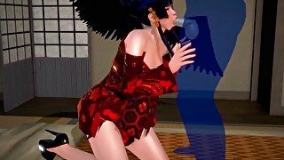 Nyotengu fucks blue dick outline