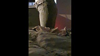 Step mom with hole in Jeans get fucked by step son