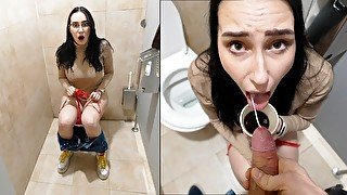 Why step son in public toilet with step mom? ❤︎ Stepmommy get risky cum in coffee ⚡︎⚡︎⚡︎