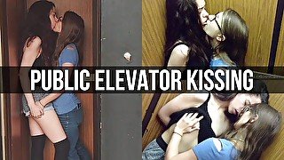 Public Elevator Cute Girl Fingers Girl