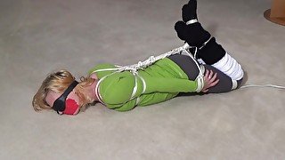 Roped, Blindfolded, Gagged, And Vibed In Yoga Pants