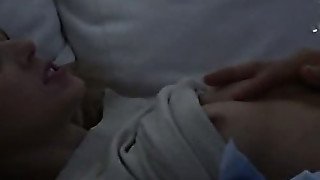 Hot couple fucking on a bigbed