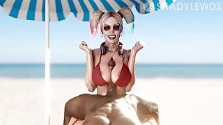 Harley Quinn Beach Titty Fuck (Blacked Version) [DC]