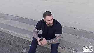 Tattooed gay guy Steven picked up on the street and pounded hardcore