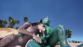 Wild Life / Scaly and Furry, Hot Wolf girl Fucks with Lizard