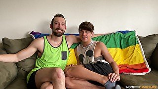 Two gay lovers take off their clothes to have passionate anal sex