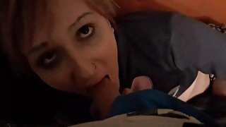 Cute Redhead barely fit cock in her mouth