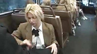 Naughty schoolgirl suck and stroke on the bus