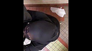 (Cum shot) In the bathroom in the supermarket public sex