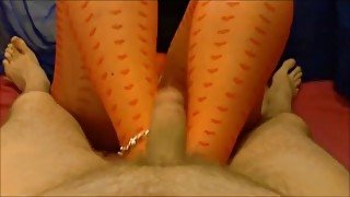 Red Nylon Foot Job POV