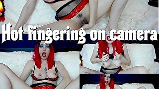 Hot fingering on camera