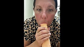 Pawg milf sucks and fucks torso dildo