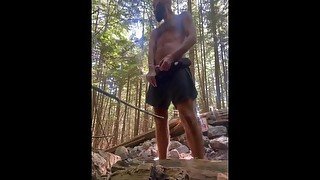 Hairy dude Pissing in the forest