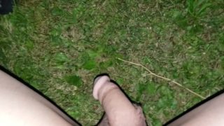 Fucking around with my dick outside at night. (no cum)