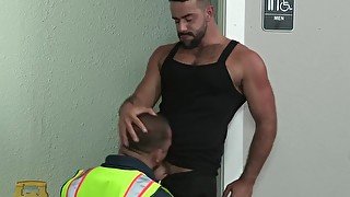 Hairy Euro Traveler Gets Dick Sucked By Latino Baggage Handler