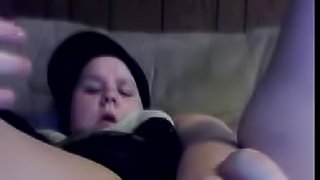 Fatty girl really enjoys toying her big fat shaved pussy