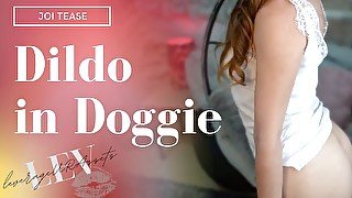 Dildo in doggie purple lingerie JOI - 426