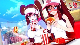 POV: Pokemon Hilda and Rosa Threesome Creampie Experience - Anime Hentai 3d Compilation