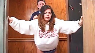 Brunette college girl fucked in the corridor