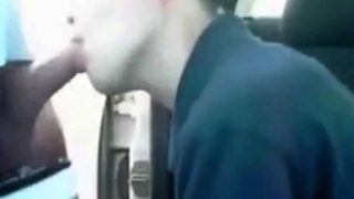 Sucking a cock seated in his car