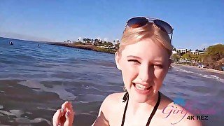 Cute blonde chick is having a blast in Hawaii, especially while having sex with handsome locals