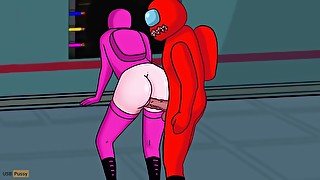 Evil Red Imposter From Among Us Doggy Fucks Pink With Nice Booty