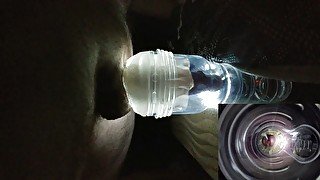 Pulsating Creampie in glowing fleshlight, slow motion, dual camera