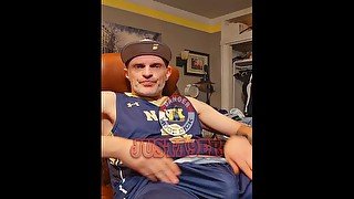 Justa9er Huge Bulge in Navy Basketball Shorts