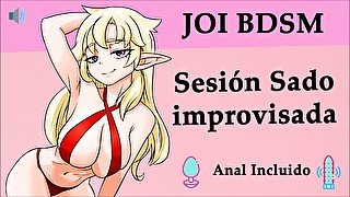 JOI hentai, sesión sado improvisada, voz española.