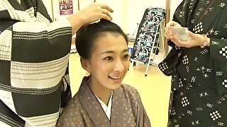 Asian cutie Masako Umemiya gets prepared to become geisha