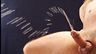 Longest male squirt of all times with huge anal dildo handsfree