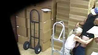 Hidden cam clip with my co-worker sucking my cock at the warehouse