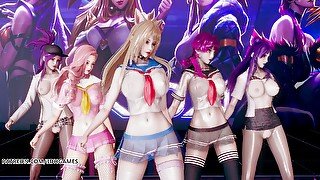 Hello Venus -Wiggle wiggle strip dance Ahri Akali Kaisa Evelynn Seraphine