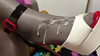 SHOEJOB platform shoes, shiny stockings, giga cumshot