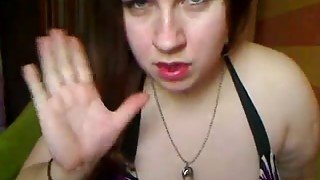 Filthy and nasty BBW webcam whore plays with a dildo