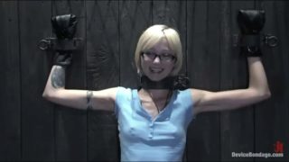 Hardcore bdsm scene with blonde in full submission