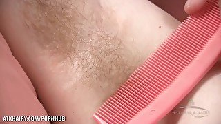 Hairy Teen Cyan Combs Pubes