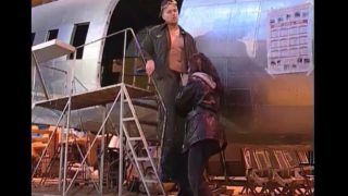 Hungary babe takes on big airplane repairman