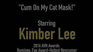 Sexy Young Kimber Lee Gets Her Cat Mask Covered in Hot Jizz!