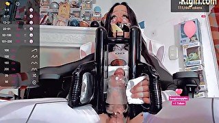 Poor Shemale Chick Masturbates With A Powerful Machine