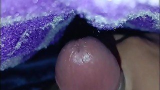 Handjob in the bed in the dream of gf