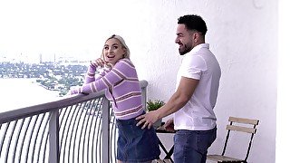 Bearded man wants this blonde girl to devour his massive dick