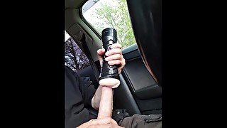 Fucking my fleshlight in the car