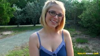 Amazing blond Penny Pax is blowing a cock