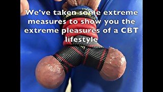 A super CBT lifestyle. Tied Balls, iced Cock, Cock slapping and Ball hammering.