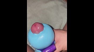 Pocket pussy cock ring combo makes for a great moaning Cumshot!