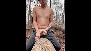 Big cumshot in woods