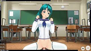 3D HENTAI Schoolgirl Rides Dildo And Does AHEGAO